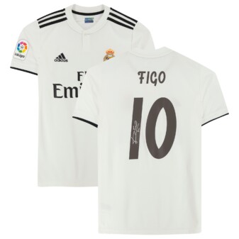 Luis Figo Real Madrid Autographed 2018-19 Home Jersey with Fan Style Numbers