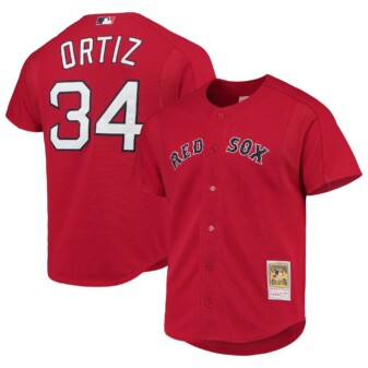 Men's Mitchell & Ness David Ortiz Red Boston Red Sox Cooperstown Collection Mesh Batting Practice Jersey
