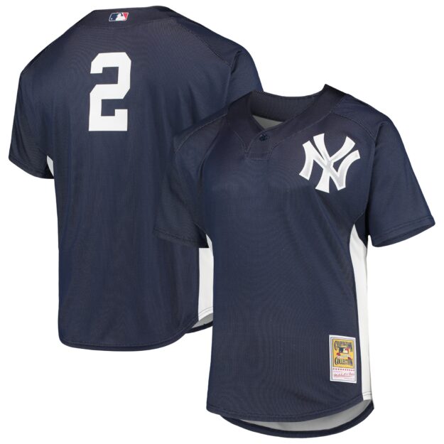 Men's Mitchell & Ness Derek Jeter Navy New York Yankees Cooperstown Collection Mesh Batting Practice Jersey