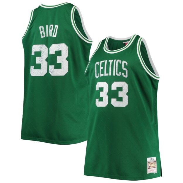 Men's Mitchell & Ness Larry Bird Kelly Green Boston Celtics Big & Tall 1985-86 NBA 75th Anniversary Diamond Swingman Jersey