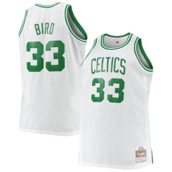 Men's Mitchell & Ness Larry Bird White Boston Celtics Big & Tall 1985-86 Hardwood Classics Swingman Jersey
