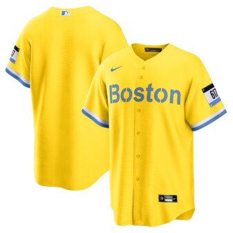Men's Nike Gold/Light Blue Boston Red Sox 2021 City Connect Replica Jersey
