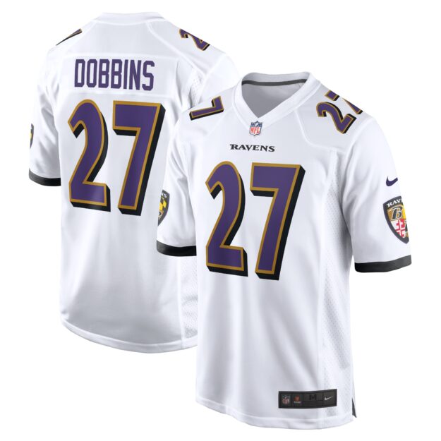 Men's Nike J.K. Dobbins White Baltimore Ravens Game Jersey