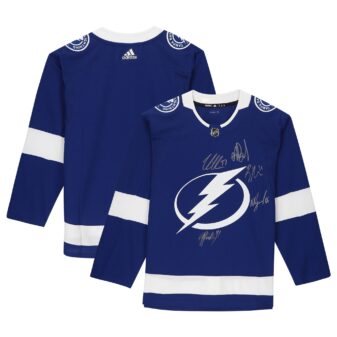 Tampa Bay Lightning Autographed 2021 Stanley Cup Champions Blue Adidas Authentic Jersey with Multiple Signatures