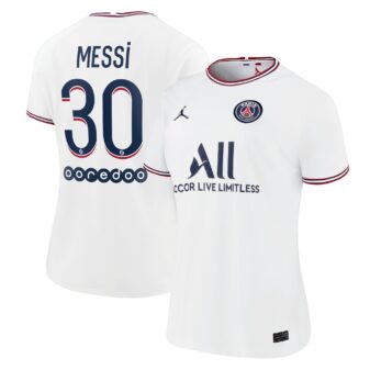 Women's Jordan Brand Lionel Messi White Paris Saint-Germain 2021/22 Fourth Replica Jersey