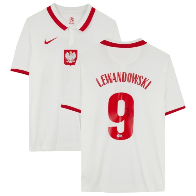 Robert Lewandowski White Poland National Team Autographed Nike 2021   Jersey Lewandoski 625x625 