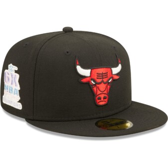 Men's New Era Black Chicago Bulls 6x NBA Finals Champions Pop Sweat 59FIFTY Fitted Hat