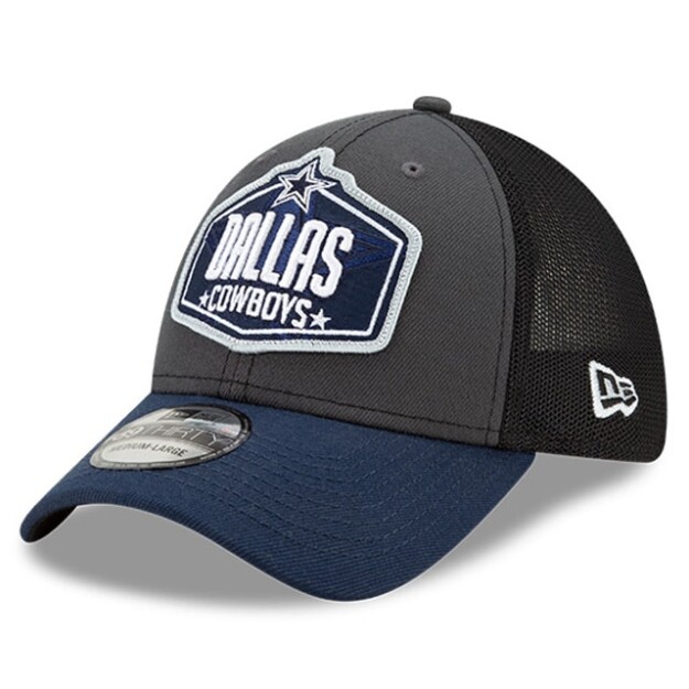 Men's New Era Graphite/Navy Dallas Cowboys 2021 NFL Draft Trucker 39THIRTY Flex Hat