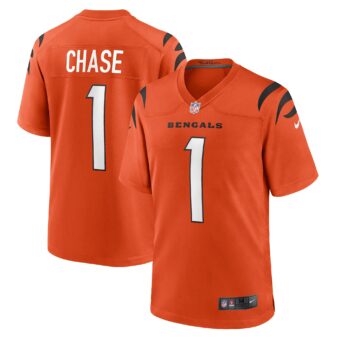 Men's Nike Ja'Marr Chase Orange Cincinnati Bengals Game Jersey