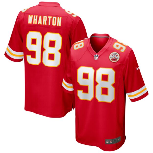 Men's Nike Tershawn Wharton Red Kansas City Chiefs Game Jersey