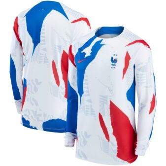 Men's Nike White France National Team Pre-Match Long Sleeve Top
