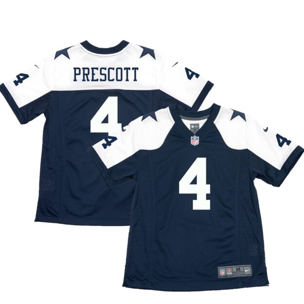 Youth Nike Dak Prescott Navy Dallas Cowboys Throwback Game Jersey