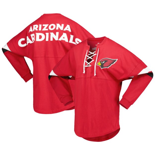 Women's Fanatics Branded Cardinal Arizona Cardinals Spirit Jersey Lace-Up V-Neck Long Sleeve T-Shirt