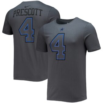 Men's Nike Dak Prescott Charcoal Dallas Cowboys Player Name & Number T-Shirt