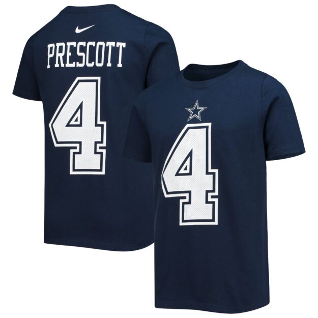 Youth Nike Dak Prescott Navy Dallas Cowboys Team Player Name & Number T-Shirt