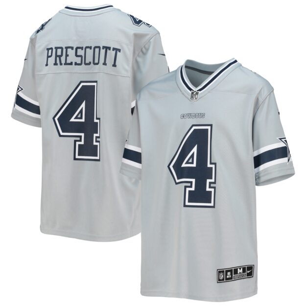 Youth Nike Dak Prescott Silver Dallas Cowboys Inverted Team Game Jersey