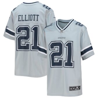 Youth Nike Ezekiel Elliott Silver Dallas Cowboys Inverted Team Game Jersey