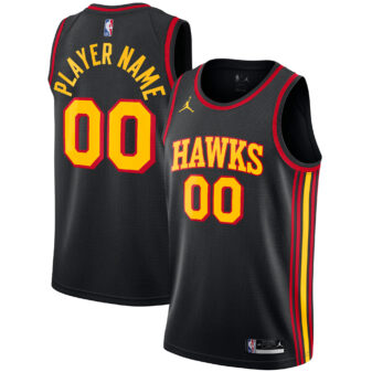 Men's Jordan Brand Black Atlanta Hawks Swingman Custom Jersey - Statement Edition