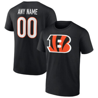 Men's Fanatics Branded Black Cincinnati Bengals Team Authentic Personalized Name & Number T-Shirt