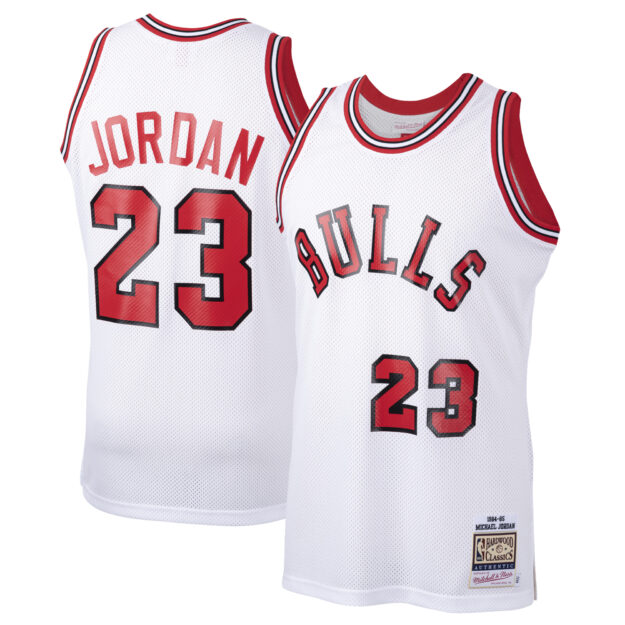 Men's Mitchell & Ness Michael Jordan White Chicago Bulls 1984-85 Hardwood Classics Rookie Authentic Jersey