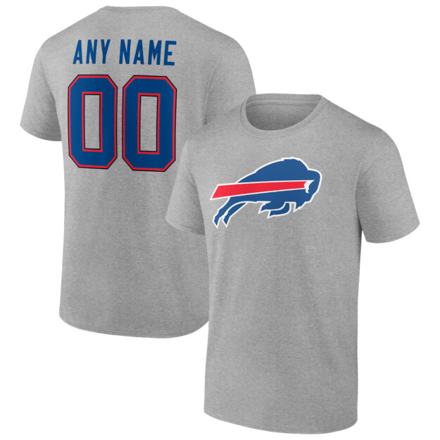 Men's Fanatics Branded Heathered Gray Buffalo Bills Team Authentic Custom T-Shirt