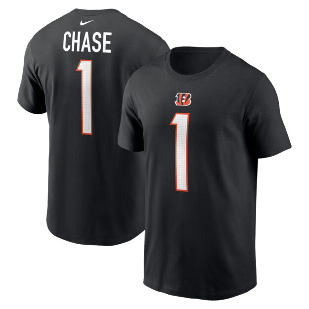 Men's Nike Ja'Marr Chase Black Cincinnati Bengals Player Name & Number T-Shirt