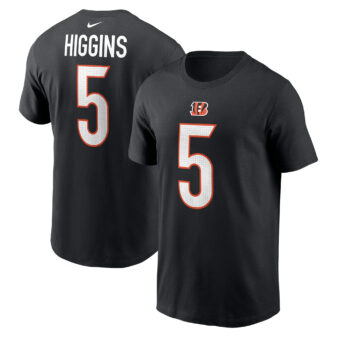 Men's Nike Tee Higgins Black Cincinnati Bengals Player Name & Number T-Shirt