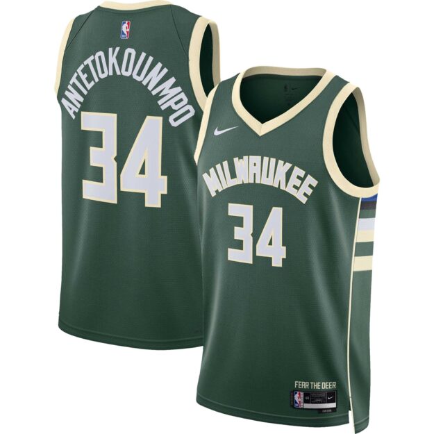 Unisex Nike Giannis Antetokounmpo Hunter Green Milwaukee Bucks Swingman Jersey - Icon Edition