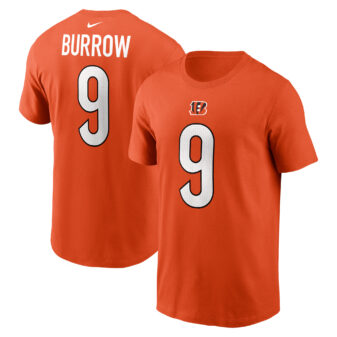 Men's Nike Joe Burrow Orange Cincinnati Bengals Player Name & Number T-Shirt