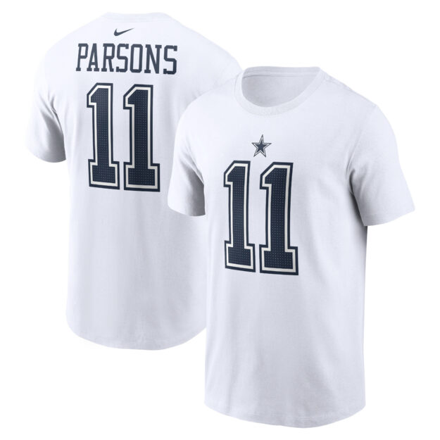 Men's Nike Micah Parsons White Dallas Cowboys Player Name & Number T-Shirt