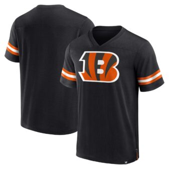 Men's Fanatics Branded Black Cincinnati Bengals Jersey Tackle V-Neck T-Shirt