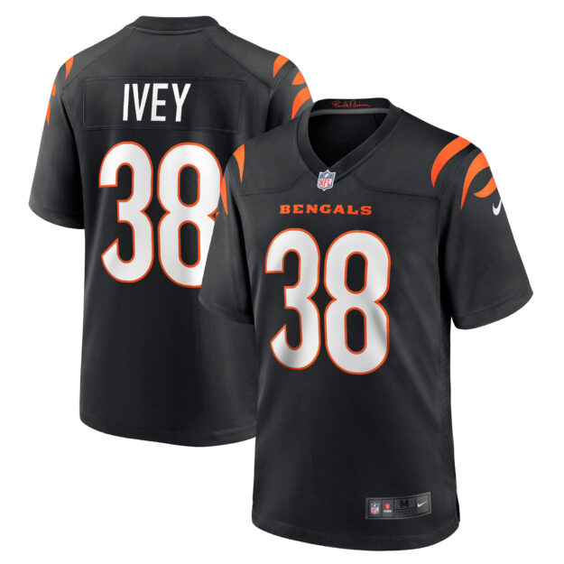 Men's Nike DJ Ivey Black Cincinnati Bengals Team Game Jersey