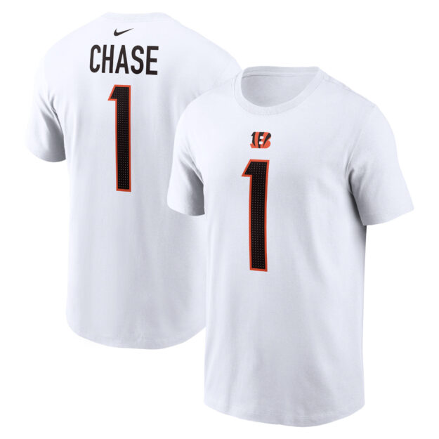 Men's Nike Ja'Marr Chase White Cincinnati Bengals Player Name & Number T-Shirt