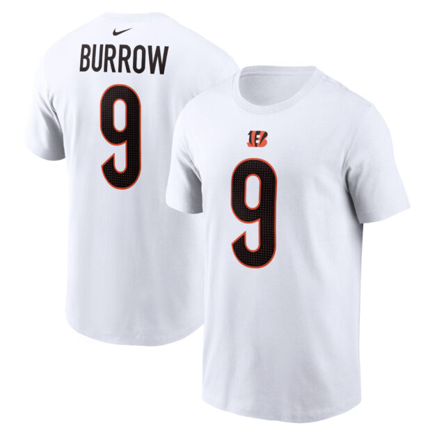 Men's Nike Joe Burrow White Cincinnati Bengals Player Name & Number T-Shirt