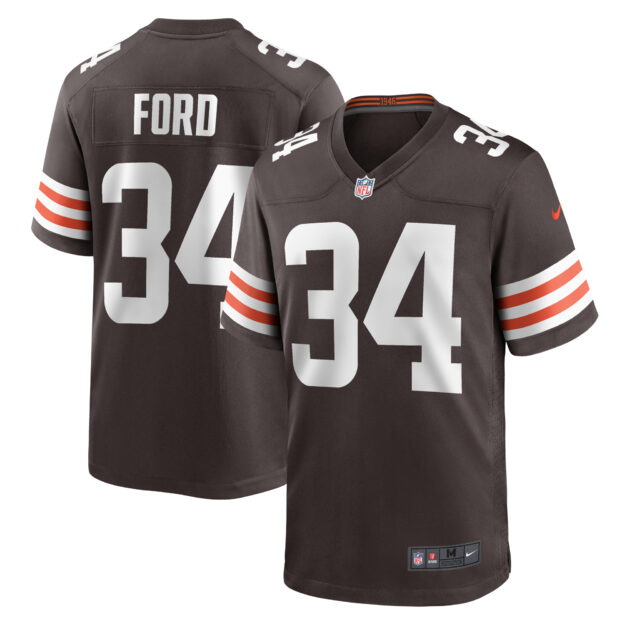 Men's Nike Mike Ford Brown Cleveland Browns Game Player Jersey