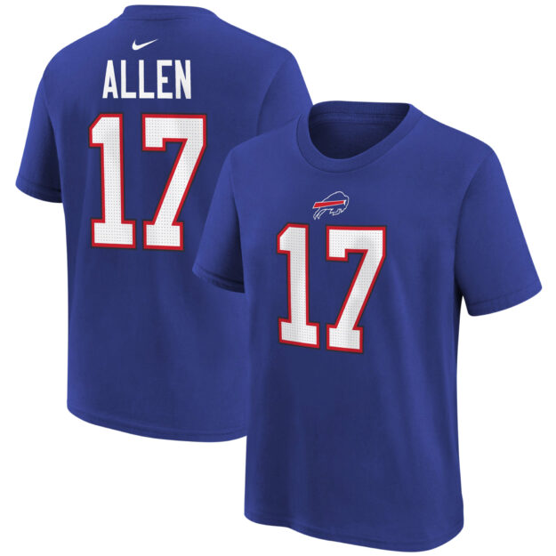 Youth Nike Josh Allen Royal Buffalo Bills Player Name & Number T-Shirt