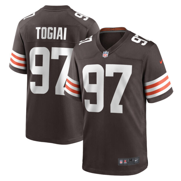 Men's Nike Tommy Togiai Brown Cleveland Browns Game Jersey