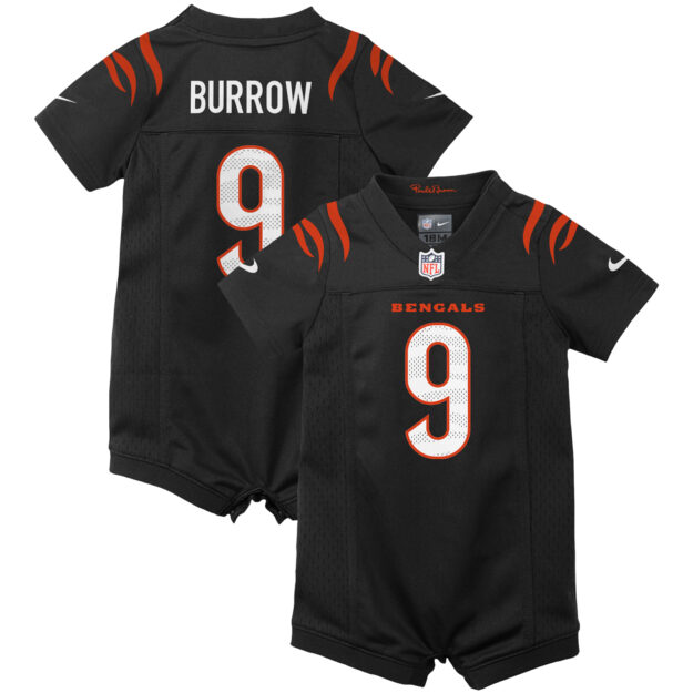 Newborn & Infant Nike Joe Burrow Black Cincinnati Bengals Game Romper Jersey