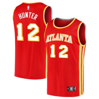 De'Andre Hunter Men's Fanatics Branded Red Atlanta Hawks 2020 Fast Break Replica Custom Jersey - Icon Edition