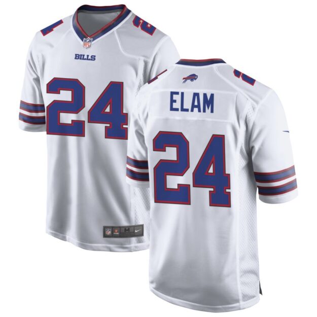 Kaiir Elam Men's Nike White Buffalo Bills Custom Game Jersey