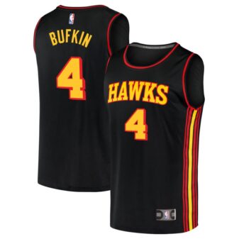Kobe Bufkin Men's Fanatics Branded Black Atlanta Hawks Fast Break Replica Custom Jersey - Statement Edition