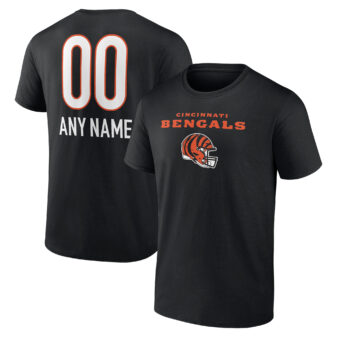 Men's Fanatics Branded Black Cincinnati Bengals Personalized Name & Number Team Wordmark T-Shirt