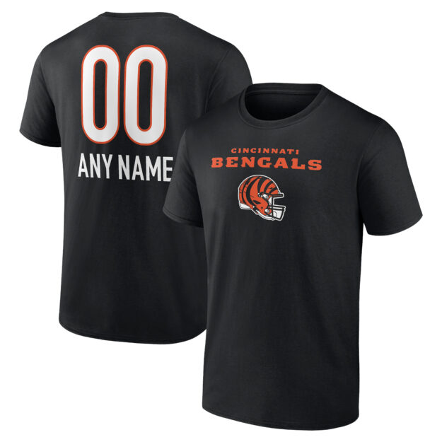 Men's Fanatics Branded Black Cincinnati Bengals Personalized Name & Number Team Wordmark T-Shirt