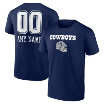 Men's Fanatics Branded Navy Dallas Cowboys Personalized Name & Number Team Wordmark T-Shirt