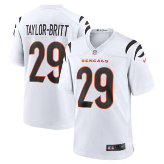 Men's Nike Cam Taylor-Britt White Cincinnati Bengals Game Jersey