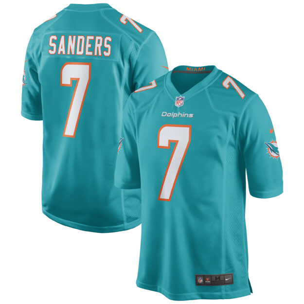 Men's Nike Jason Sanders Aqua Miami Dolphins Game Jersey