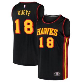 Mouhamed Gueye Men's Fanatics Branded Black Atlanta Hawks Fast Break Replica Custom Jersey - Statement Edition