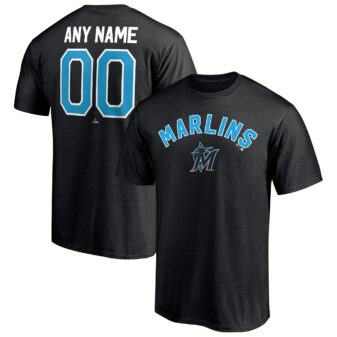 Men's Fanatics Branded Black Miami Marlins Personalized Team Winning Streak Name & Number T-Shirt