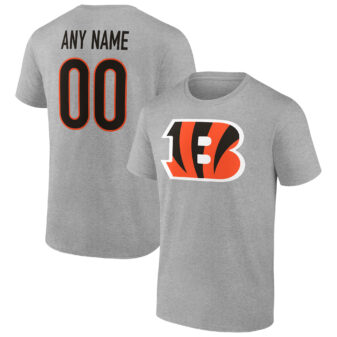 Men's Fanatics Branded Heathered Gray Cincinnati Bengals Team Authentic Custom T-Shirt