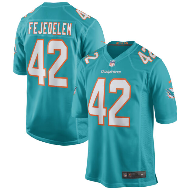 Men's Nike Clayton Fejedelem Aqua Miami Dolphins Game Jersey